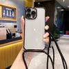 Прозрачный чехол-ремешок для Xiaomi Redmi 15C 14C 13C Note 15 14 13 Pro Plus Mi 15T Чехол с ремешком-шнурком через плечо 6D Ударопрочный Покрытие