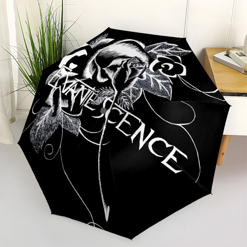 1pc Evanescence Roses Automatic Umbrella 8-Rib Portable Folding Black Iron Frame for Outdoor, Beach, Travel a0905194