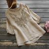 Large Size Loose Embroidered T-shirt for Women's Summer Breathable Thin Ethnic Style Top