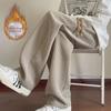 American Style Khaki Corduroy Boys' Oversize Wide-Leg Sweatpants with Velvet Lining for Winter