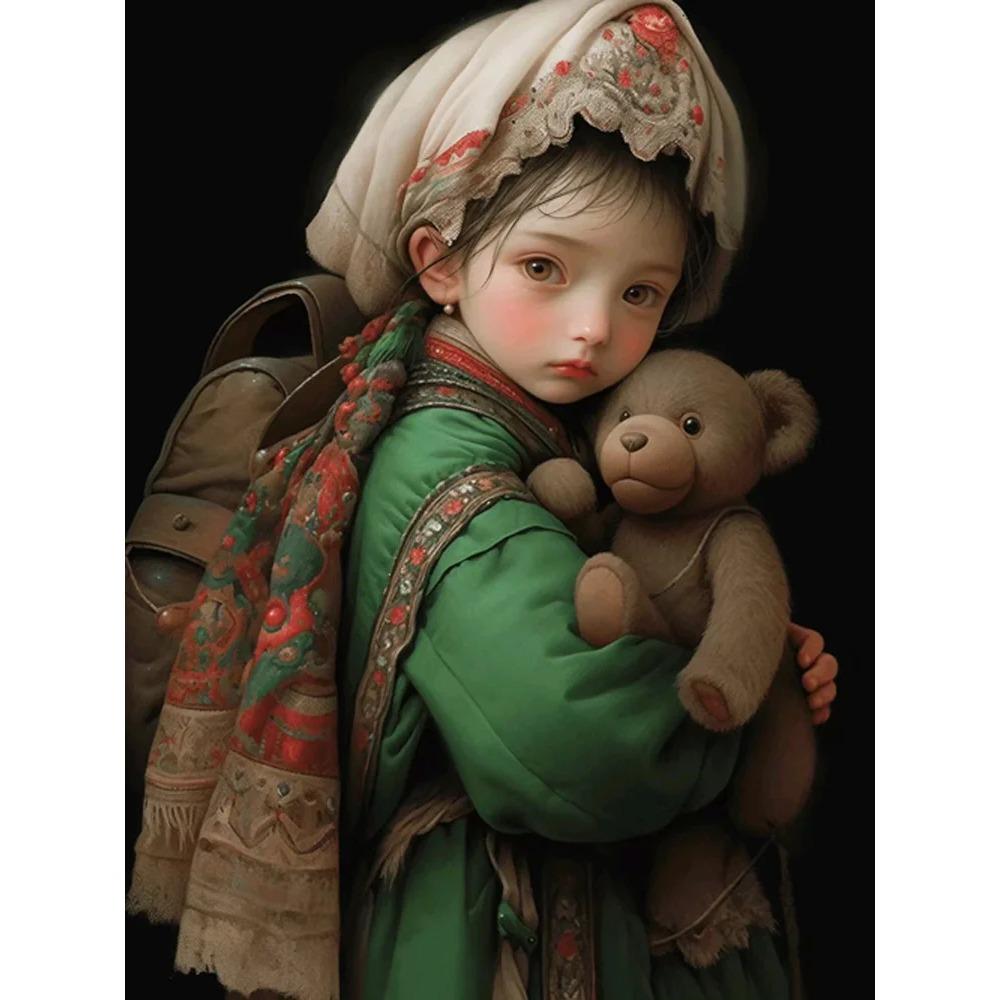 Алмазная картина Милая девушка Круглая алмазная живопись Ручная работа Феникс Животное Искусство Картина маслом Diy Алмазная мозаика Картина Украшение дома Рождественский подарок