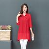 Женская шифоновая рубашка средней длины большого размера с рукавами 3/4, рубашка-кардиган, весна-лето, свободные повседневные солнцезащитные пальто