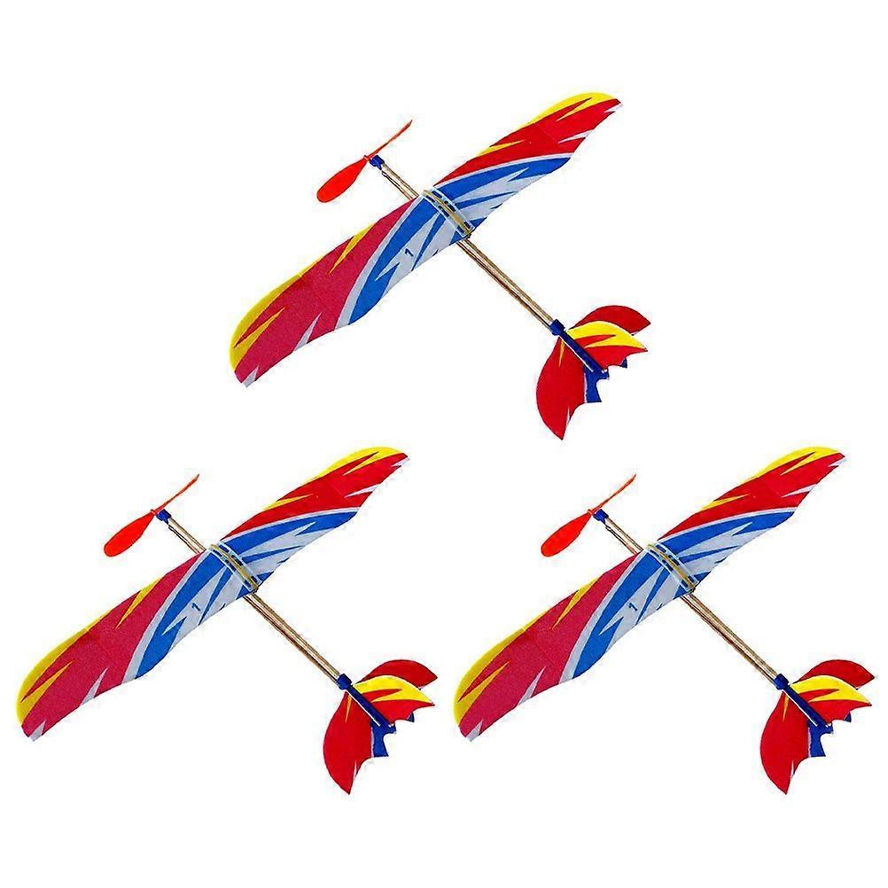 1 Set 3Pcs Rubber Band Powered Aircraft Toy (Small Thunderbird Colorful)