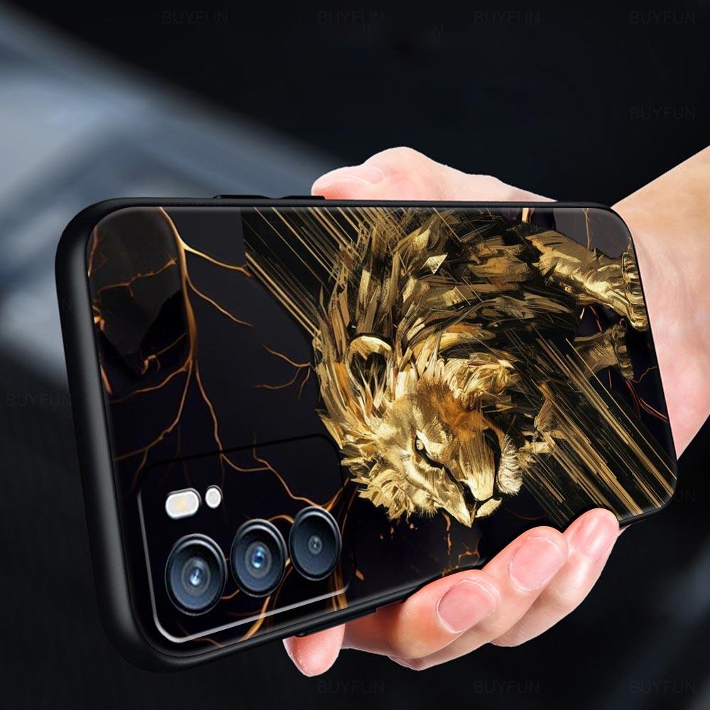 Двухцветный чехол для телефона со львом и крестообразным узором для Oppo A17 A31 A54 A57 A78 A79 A98 Find X5 X6 Reno 6 7 8 10 11 12 13 F Pro 5G Мягкий ТПУ
