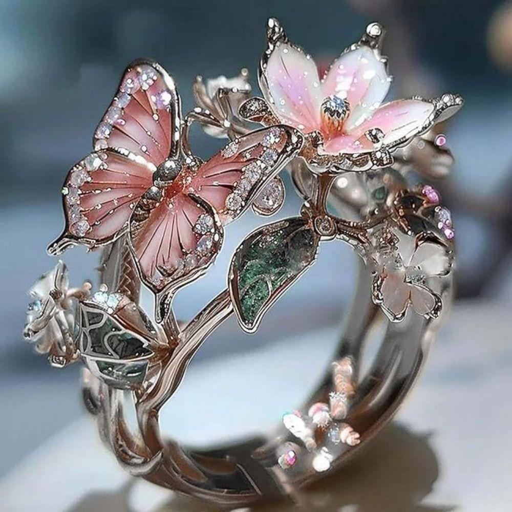 Non-fading Butterfly Ring Crafts Open Ring Clothing Accessories Vintage Rings