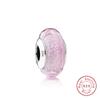 100% 925 Sterling Silver Pink Glass Beads Fit Charms Silver 925 Original Bracelet DIY Women Authentic S925 Jewelry