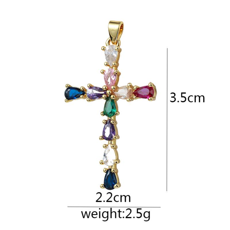 Подвеска из микроциркония с медной инкрустацией, крест, сохраняющий цвет, аксессуары для ожерелья из меди с позолотой.