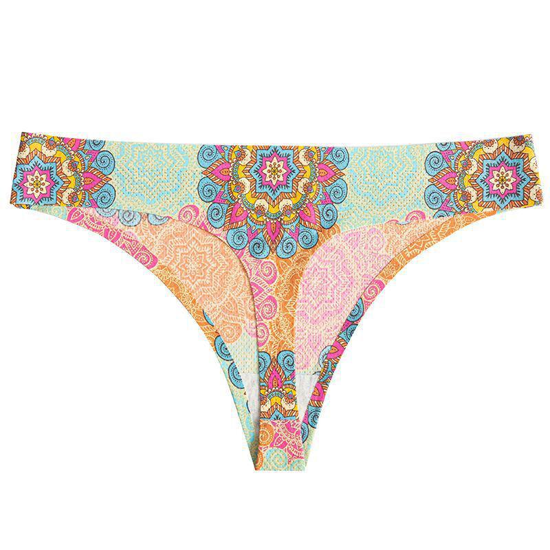 Sexy Seamless One-Piece Printed Mid-Waist Thong