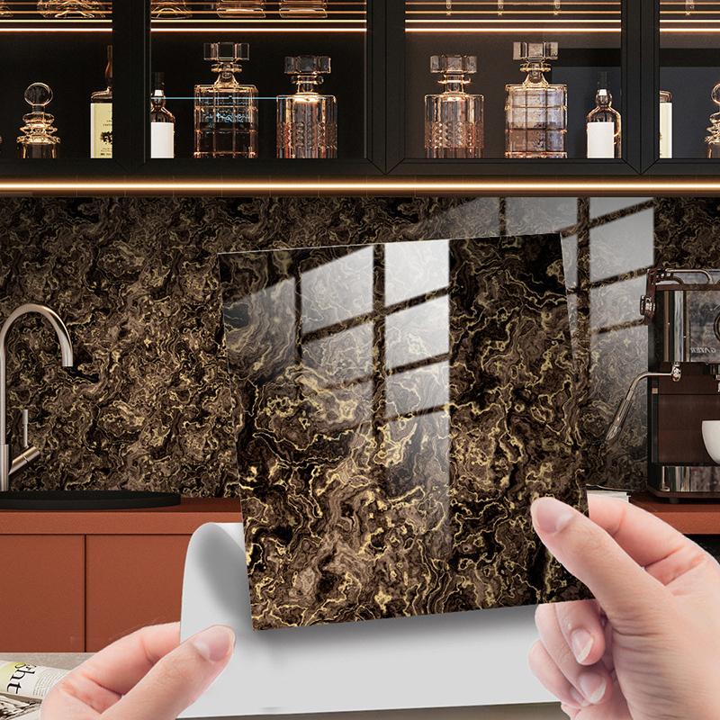 10pcs/set Bathroom PVC Fake Marble Tile Sticker Crystal Wall Sticker Self-adhesive