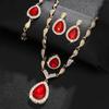 Bracelet Ring Necklace Earrings Set Water Drop Pendant Women Jewelry Set  Gifts