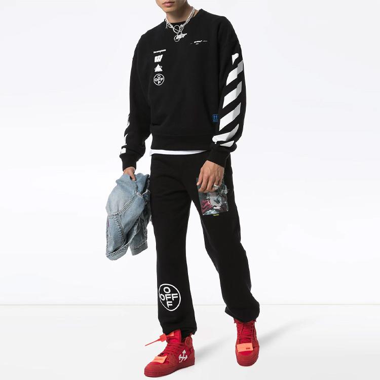 Off-White Топы мужские Diag Mariana De Silva Over Crewneck черные многоцветные OMBA035E19E300051088