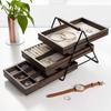 3layer Push-pull Jewelry Modern Creative Display Holder Wooden Earrings Ring Organizer Tray Multi Grid Classification Jewelry Storage Boxes Ornaments