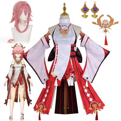 Игра Косплей Yae Miko Guuji Yae костюмы униформа парик женские костюмы для Хэллоуина платье костюм