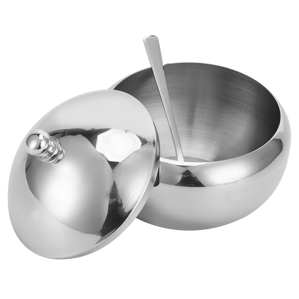 Seasoning Box 304 Stainless Steel Sugar Salt Bowl Container Household Supplies with Lid SpoonL