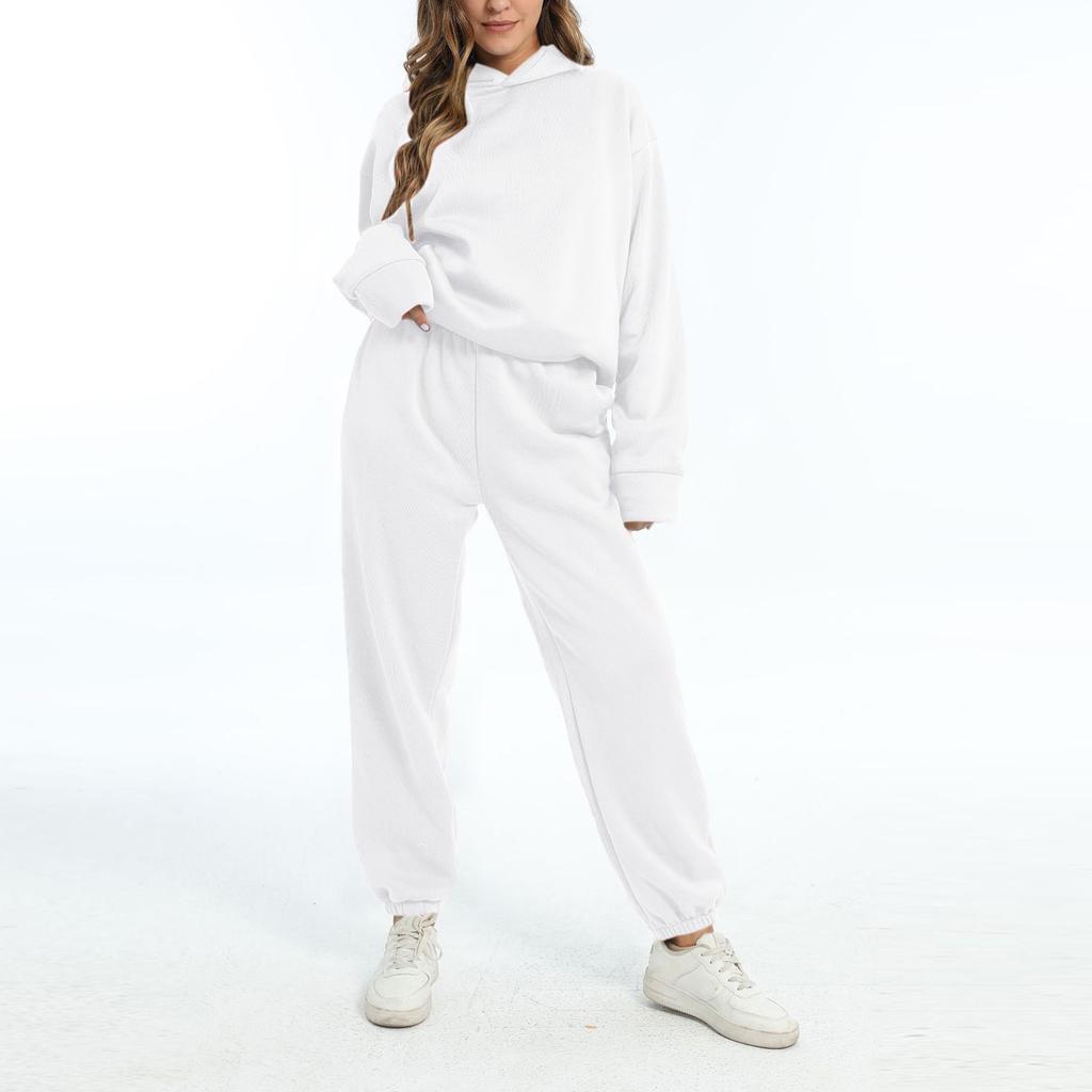 Женские комплекты из двух предметов, толстовки с длинными рукавами, пуловер, толстовка, спортивные штаны, повседневный спортивный костюм для тренировок