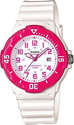 Аналоговые часы LRW -200H-2EV / -200H-4BV Женские/Детские Дешевые часы Casio в глянцевом черном цвете с синим металликом или в глянцевом белом цвете с розовым (Импортный)