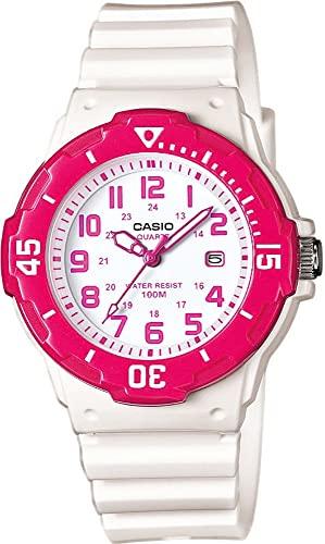 Casio Аналоговые часы LRW -200H-2EV / -200H-4BV Женские/Детские Дешевые часы Casio в глянцевом черном цвете с синим металликом или в глянцевом белом цвете с розовым (Импортный)
