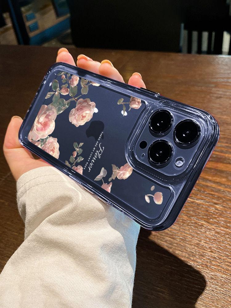 Подходит для iPhone 15, чехол для телефона iPhone 14/13 Promax Soft Anti Drop Plus, розовая роза