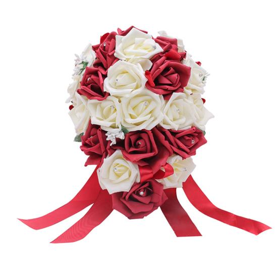 1 букет со стразами, искусственные розы, цветочный сад, свадебный декор для сцены и вечеринки