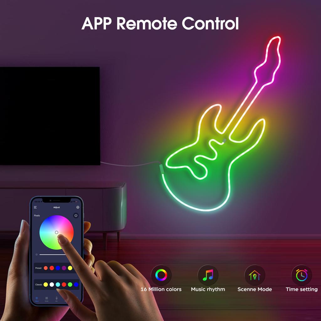 Неоновые светодиодные ленты для управления через Bluetooth APP RGBIC Light Умная лампа Уличные неоновые светодиодные лампы USB для спальни luces led inteligentes