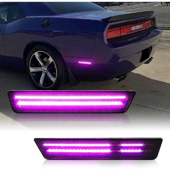Dynamic Scan White LED Side Marker Lights For 2011-2014 Dodge Charger | 2008-2014 Dodge Challenger, Upgraded Dual Row Sequential Rear Bumper Signal