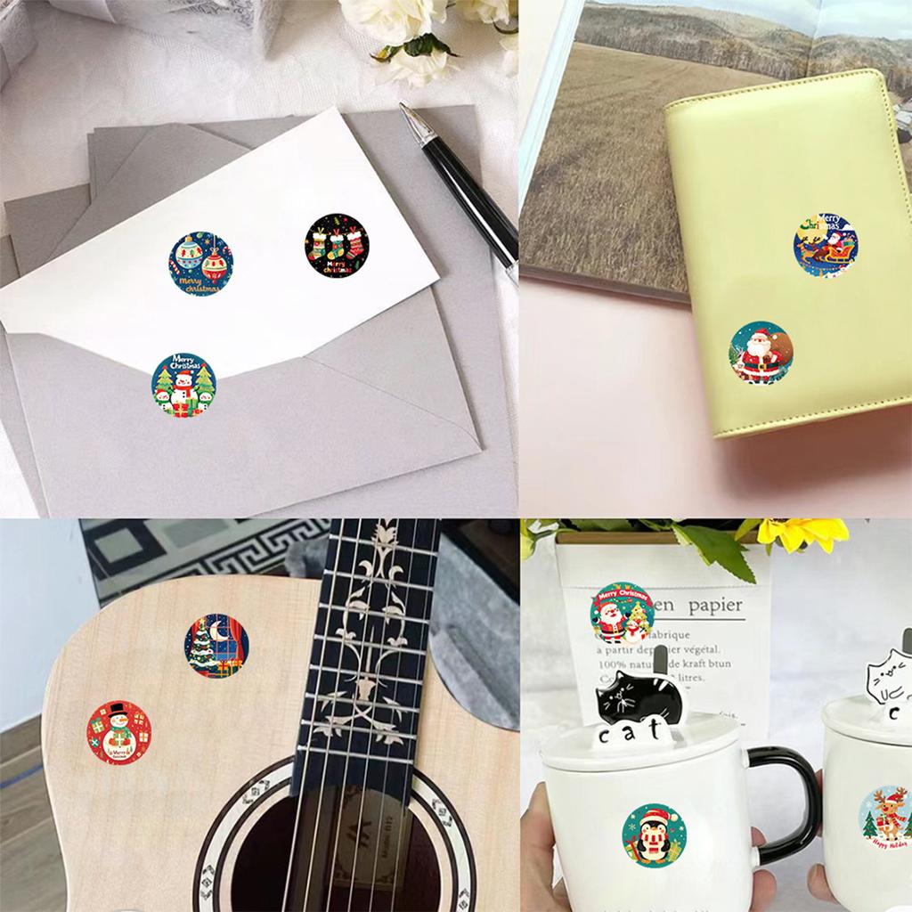 500 Labels Per Roll Cute Cartoon Christmas Sticker Tape for Handmade Envelope Waterproof Sealing