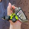Mini Engineering Cars Charm Keychain Pull Back Cartoon Toy Car Keychain Pendant Anti-Detachable Hook Decompression Tool