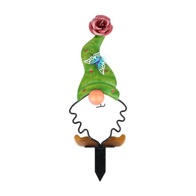 Металлический гном, вставка в землю, 3D насекомые, бабочки, маленький металлический декор в виде гнома для сада, двора, газона, украшения на открытом воздухе