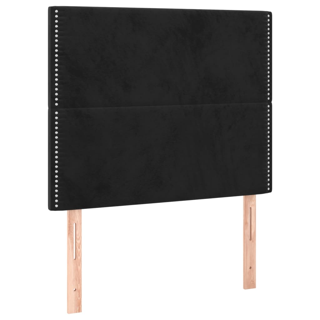 Vidaxl Łóżko Kontynentalne Z Materacem I Led, Czarny Aksamit 90X200 Cm