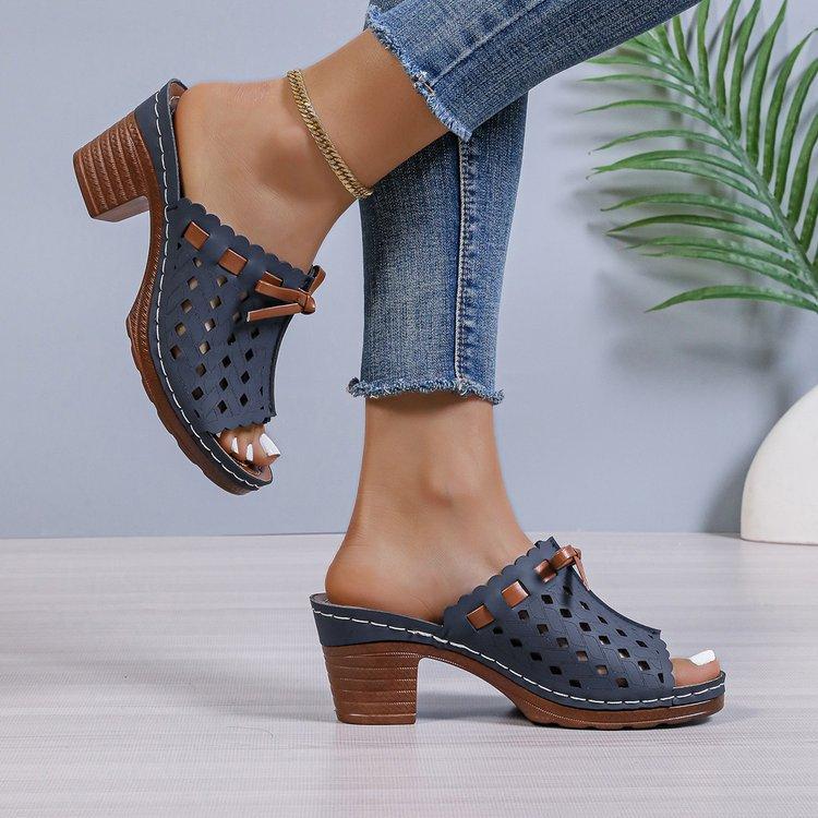 Новые женские туфли с вырезом «рыбий рот», на толстом каблуке и универсальные сандалии и шлепанцы