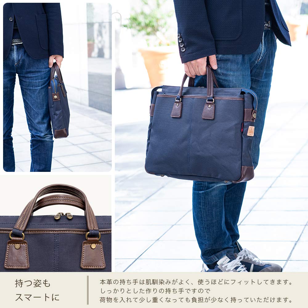 Tote Bag Business Bag Lightweight A4 Made in Japan Japanese Style Indigo Persimmon Shibu Dyed Canvas Leather Briefcase Many Pockets Toyooka Bag Day