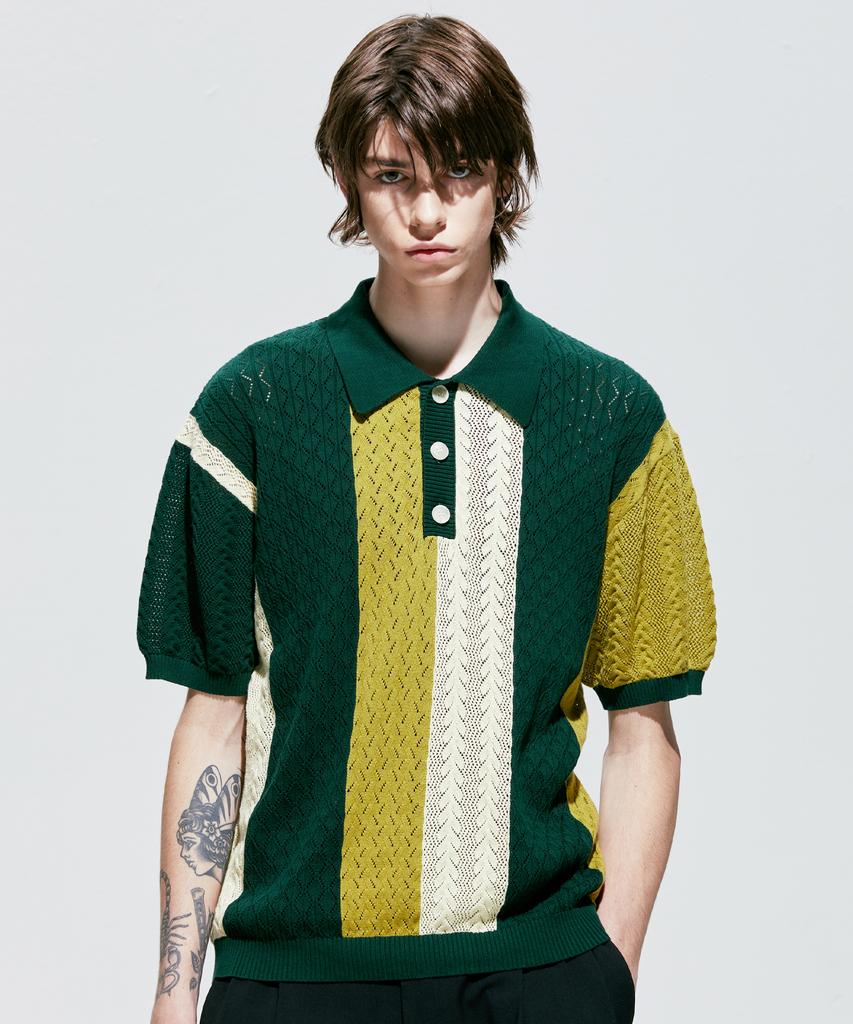 SSY Flower Garden 3-Pattern Half Knit Pique Green