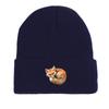 Curl Up Fox Winter Knitted Cap Beanie, Animal Man Cap Thermal Lightweight Stylish Gorro Knit Hat Beanie