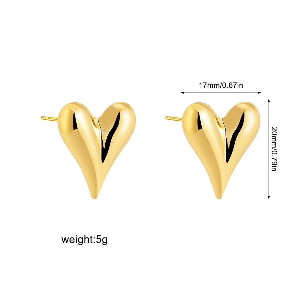 Trendy Glossy Stainless Steel 18K Gold Plated Heart Stud Earrings for Women Cute Love Pearl Piercing Earring Jewelry Daily 20mm