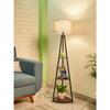 Metal Floor Lamp with 3 Shelves (Brown Jute).