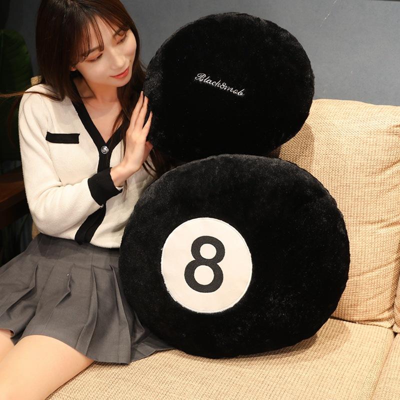 Creative Black 8 Billiard Throw Pillow Plush Toy Sofa Pillow Cushion Living Room Ornament Decoration
