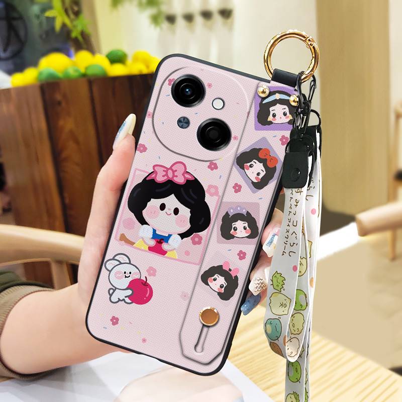 Waterproof Kickstand Phone Case For Tecno POP9 4G/Spark GO 1/KL4 Ring Silicone Wrist Strap Soft Case Cute Phone Holder