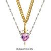 Crystal Heart and Swords Zircon Pendant Necklace for Women Men Adjustable Neckchain Silver/Gold Plated Chain Choker