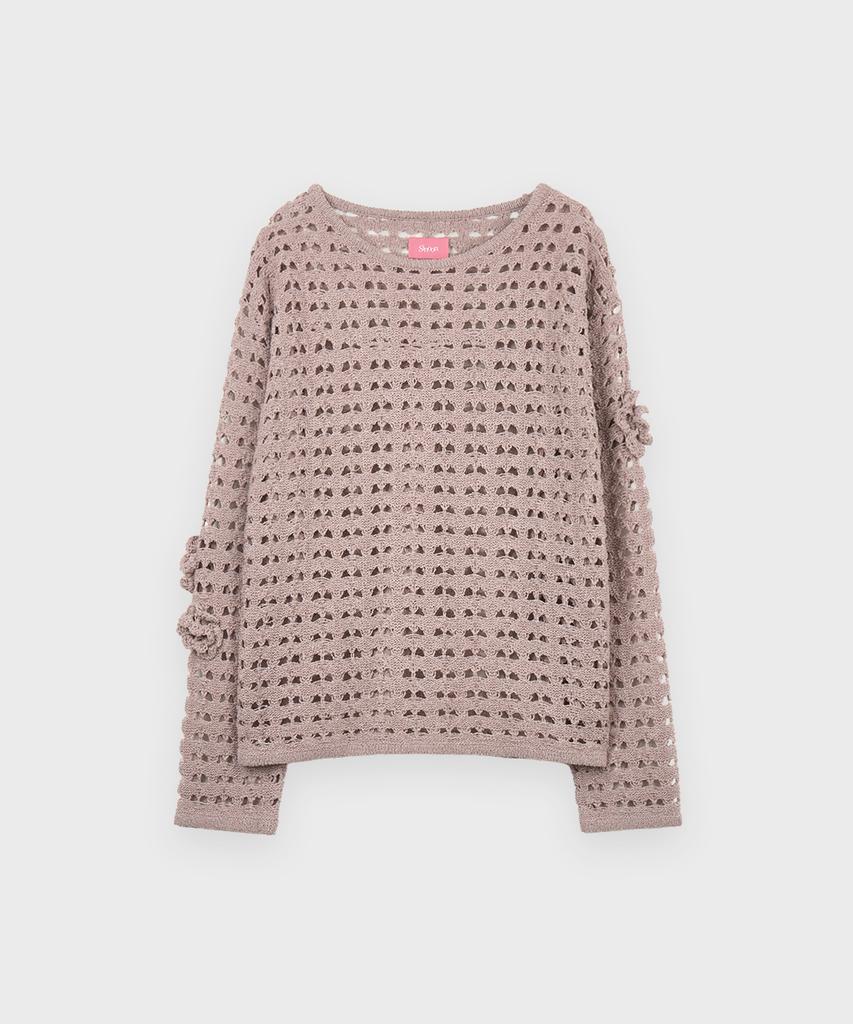 SINOON Flower Crochet Knit (Ash Brown)