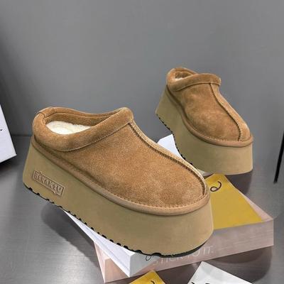 Полутапочки для женской осени и зимы, новая высокая подошва-маффин, универсальные на платформе, слипоны на одной ноге