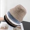 Имитация норки Шляпа-ведро с большими полями Женская Флисовая Утепленная Пушистая Шляпа-панама