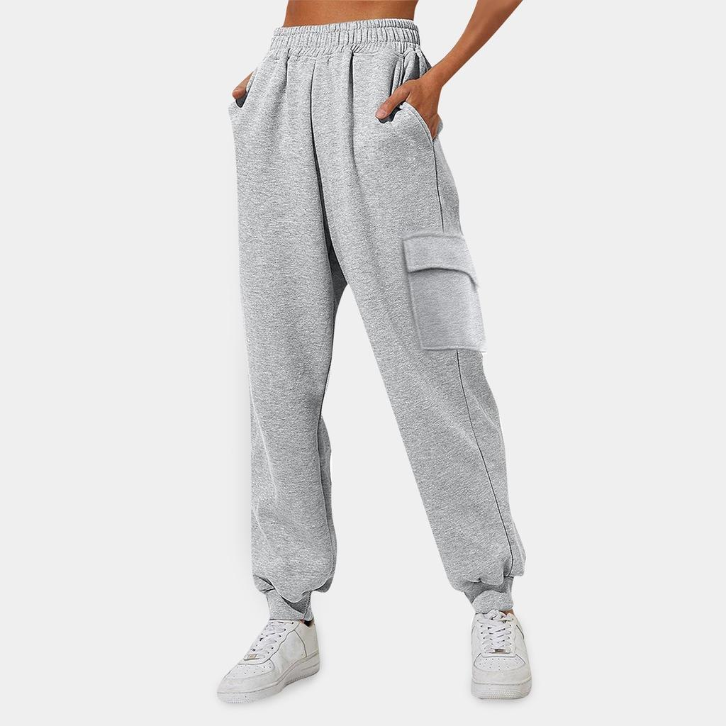 Women's Fashion Sport Solid Color Pocket Casual Sweatpants Pants