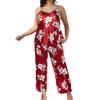 Большие размеры женские новые однотонные принтованные брюки-халтер комплект из двух частей пижамы