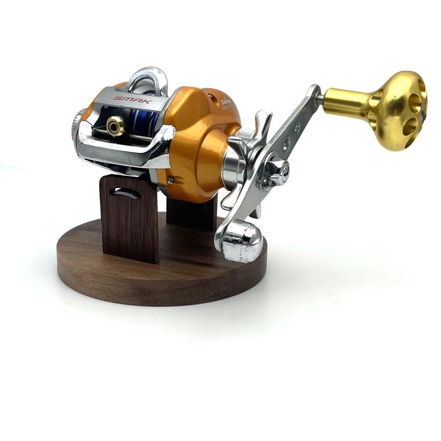 Walnut Wood Display Cabinet for Fishing Tackle: Baitcasting, Electric, and Fishing Reels