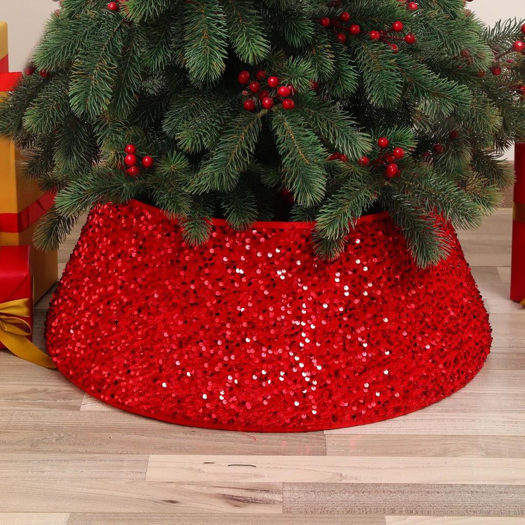 Sequin Christmas Tree Skirt: Round, Four-Cornered, Six-Cornered, Twelve-Cornered Designs