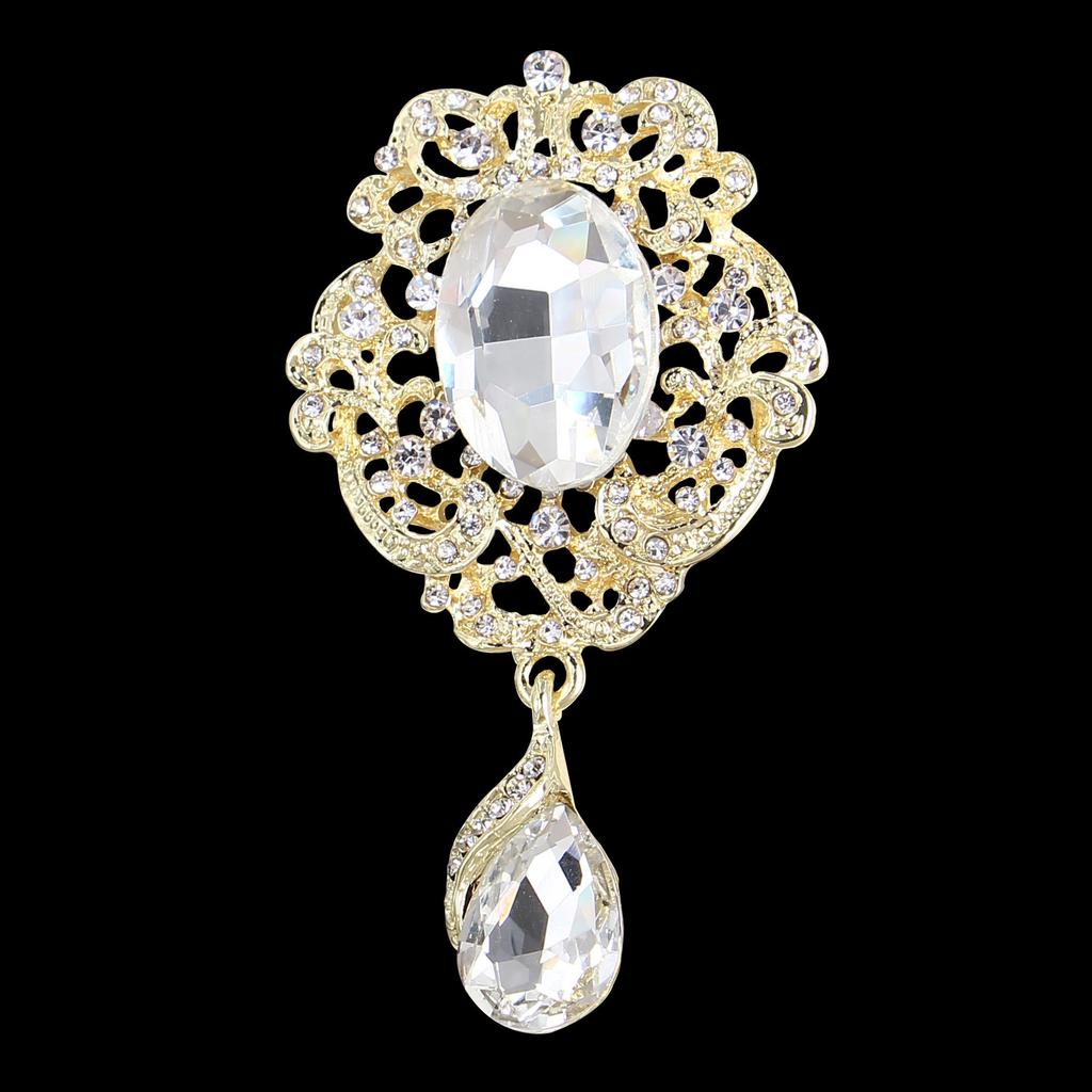 DIEZI Luxury Fashion Flower Bridal Brooches for Women Ladies Wedding Crystal Rhinestone Bouquet Brooch pins Dress Accessories