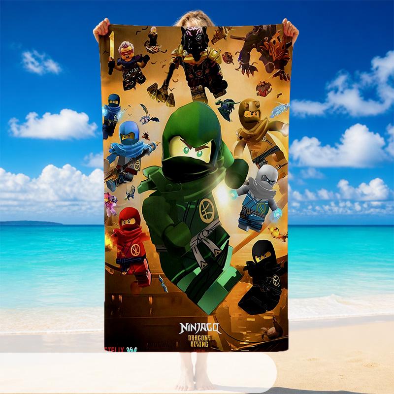 Quick Dry Beach Towel LEGO Ninjago Pattern, Lightweight Absorbent Towel for Pool Beach Vacation Use