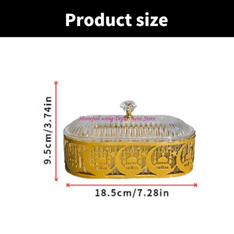 Настольный поднос Железо Рамадан Тарелка Декоративная Металлическая Конфетница Блюдо для сервировки Закуски Коробка для хранения Элегантное украшение для вечеринки