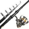 Fishing Rod and Reel Combos Telescopic Fishing Pole with Spinning Reel Combo Kit Fishing Line Lures Hooks Swivels Set