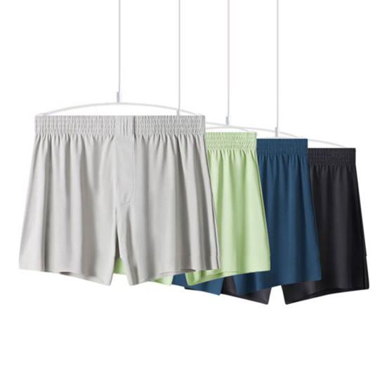 Men Panties Summer Loose Cool Boxers Soft Breathable Fabric Elastic Waistband Quick-Drying Solid